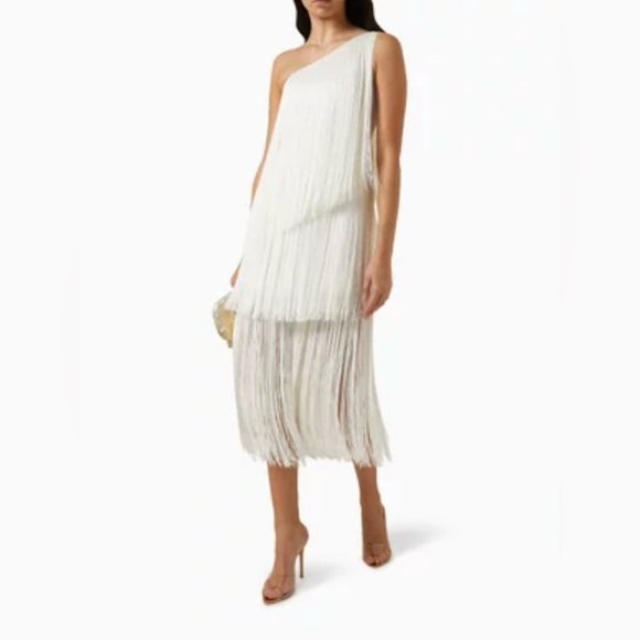 Milly Oaklyn One-shoulder Fringe Midi dress size 2 NWT